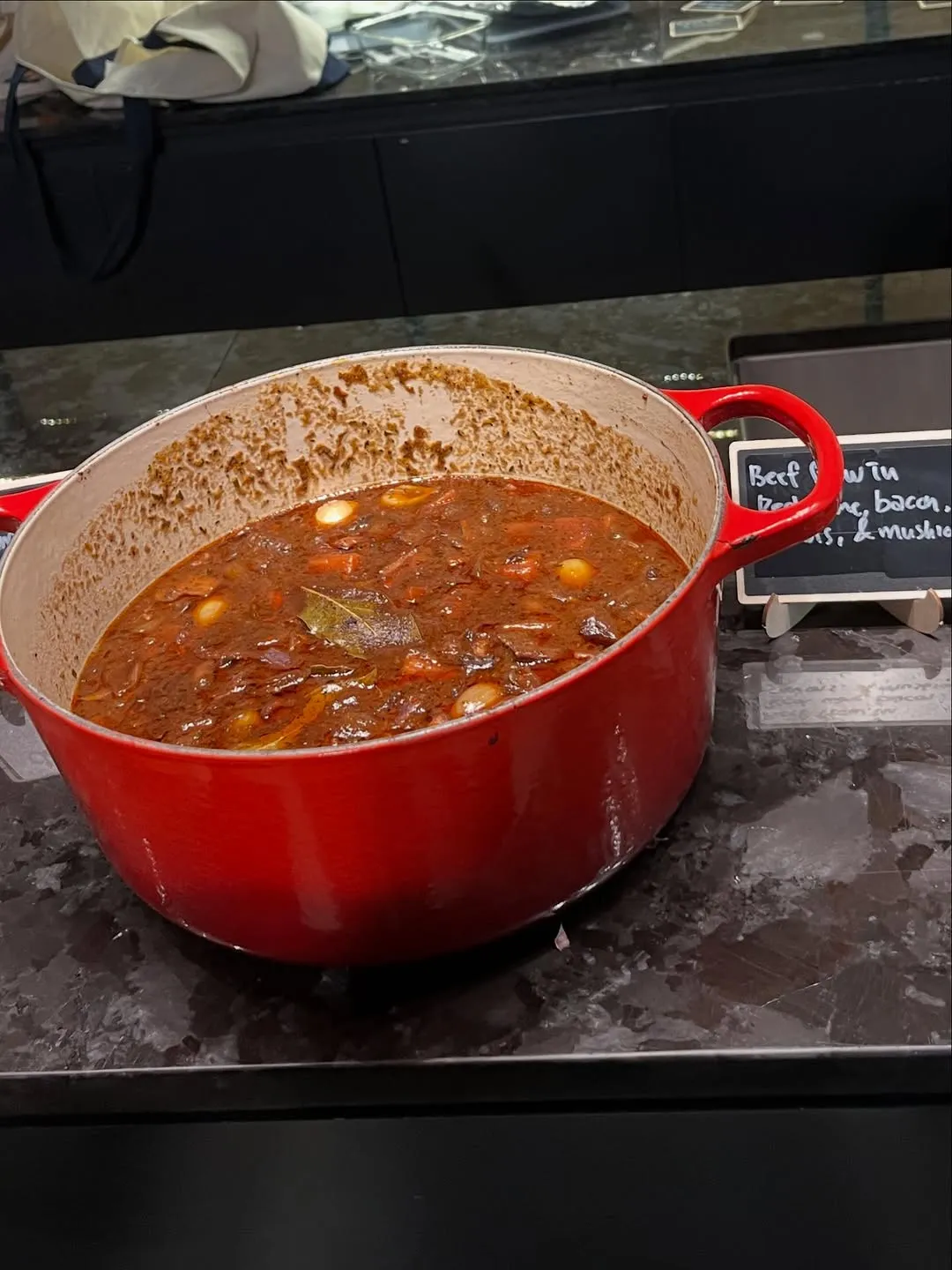 Boeuf bourguignon in the pot