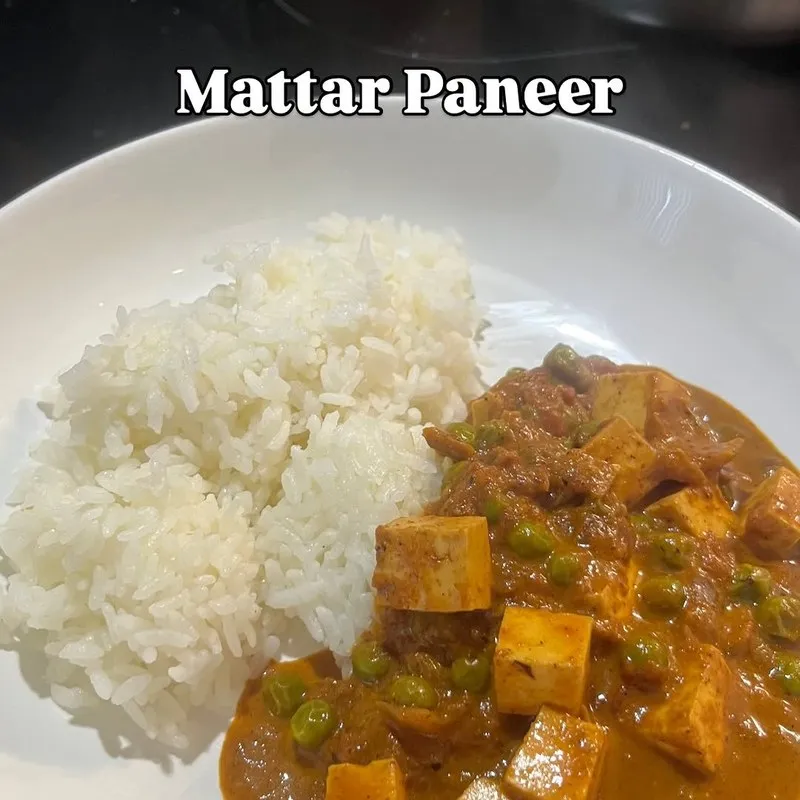 Mattar paneer with rice